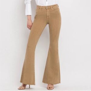 Vervet Conquer Super Flare Stretchy Jeans Light Brown Khaki 29 x 34